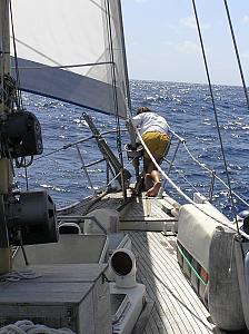 A) on the way to Yap - Repairing the foreward navigation light.jpg