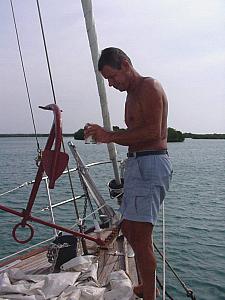 Painting the fisherman anchor in Belize.jpg
