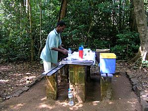 E) Marley setting the table for lunch